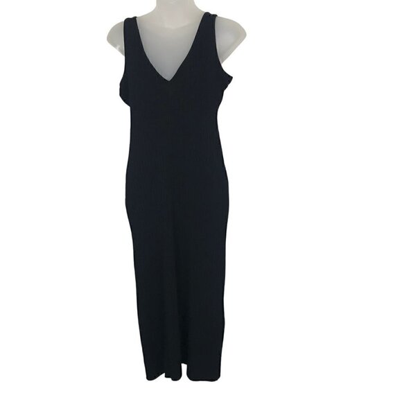 ARITZIA Babaton Black Ribbed Midi Summer Tank Dress Size M - Picture 1 of 7